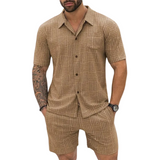 Herren-Retroset: Hemd und Shorts aus Strick