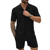 Herren-Retroset: Hemd und Shorts aus Strick