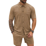 Herren-Retroset: Hemd und Shorts aus Strick