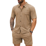 Herren-Retroset: Hemd und Shorts aus Strick