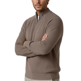 Herrenpullover mit Stehkragen und Reißverschluss – Taupe