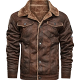 Warme, elegante Herrenlederjacke mit Fleece