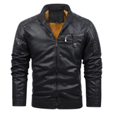 Retro-Herren-Lederjacke mit Fleecefutter
