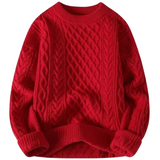 Herrenpullover mit Zopfmuster