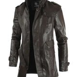 Lange Herren-Bikerjacke aus Leder