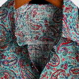 Grünes Vintage-Herrenhemd mit Paisleymuster