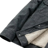Herren-Samtjacke mit Sherpakragen – Graphit
