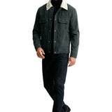 Herren-Samtjacke mit Sherpakragen – Graphit
