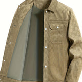 Karierte Herrenjacke in Wildlederoptik