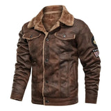 Wattierte Herren-Lederjacke mit Fleece