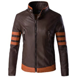 Elegante gestreifte Herren-Lederjacke