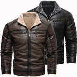 Klassische Herren-Lederjacke mit Fleece