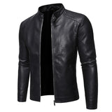 Kurze Herren-Lederjacke mit Stehkragen