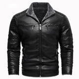 Klassische Herren-Lederjacke mit Fleece