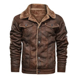 Wattierte Herren-Lederjacke mit Fleece