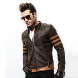Elegante gestreifte Herren-Lederjacke
