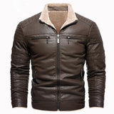 Klassische Herren-Lederjacke mit Fleece