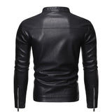 Kurze Herren-Lederjacke mit Stehkragen