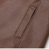 Herren-Lederjacke im Vintage-Stil mit Fleecefutter