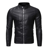 Kurze Herren-Lederjacke mit Stehkragen