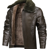Herren-Lederjacke mit Fleece-Innenseite
