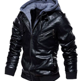 Herrenlederjacke mit Kapuze