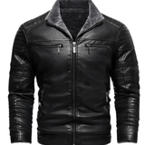 Klassische Herren-Lederjacke mit Fleece